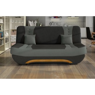 Canapé 3 places convertible et espace de rangement - bicolore anthracite / gris clair - en tissu de qualité, EWIN