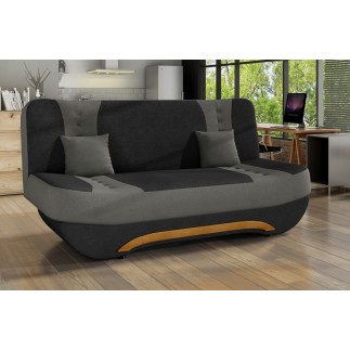 Canapé 3 places convertible et espace de rangement - bicolore anthracite / gris clair - en tissu de qualité, EWIN
