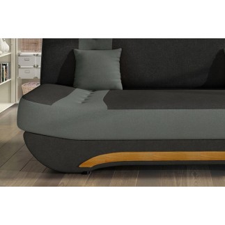 Canapé 3 places convertible et espace de rangement - bicolore anthracite / gris clair - en tissu de qualité, EWIN