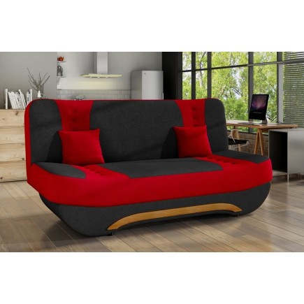 Canapé 3 places convertible et espace de rangement - bicolore anthracite / rouge - en tissu de qualité, EWIN