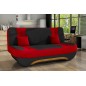 Canapé 3 places convertible et espace de rangement - bicolore anthracite / rouge - en tissu de qualité, EWIN
