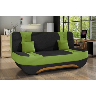 Canapé 3 places convertible et espace de rangement - bicolore anthracite / vert - en tissu de qualité, EWIN