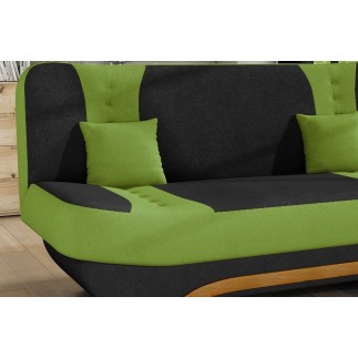 Canapé 3 places convertible et espace de rangement - bicolore anthracite / vert - en tissu de qualité, EWIN