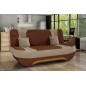 Canapé 3 places convertible et espace de rangement - bicolore marron et beige - en tissu de qualité, EWIN