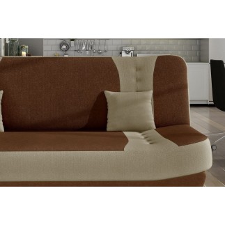 Canapé 3 places convertible et espace de rangement - bicolore marron et beige - en tissu de qualité, EWIN