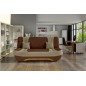 Canapé 3 places convertible et espace de rangement - bicolore marron et beige - en tissu de qualité, EWIN