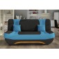 Canapé 3 places convertible et espace de rangement - bicolore anthracite / bleu - en tissu de qualité, EWIN