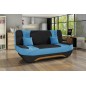 Canapé 3 places convertible et espace de rangement - bicolore anthracite / bleu - en tissu de qualité, EWIN