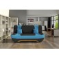 Canapé 3 places convertible et espace de rangement - bicolore anthracite / bleu - en tissu de qualité, EWIN