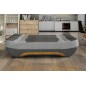 Canapé 3 places convertible et espace de rangement - bicolore anthracite / bleu - en tissu de qualité, EWIN