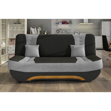 Canapé 3 places convertible et espace de rangement - bicolore noir / gris clair - en tissu de qualité, EWIN