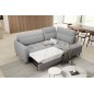 Canapé d'angle convertible en tissu bouclette gris luxe 3 places BARTOLI, angle droit (vu de face)