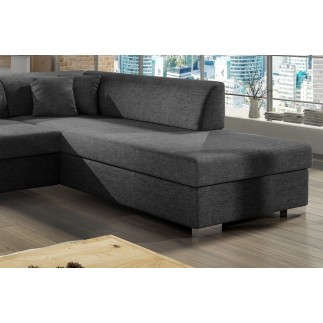 Canapé d'angle convertible en tissu luxe 5 places, coffre, gris foncé, angle droit (vu de face), PORTOFINO