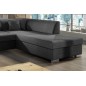Canapé d'angle convertible en tissu luxe 5 places, coffre, gris foncé, angle droit (vu de face), PORTOFINO