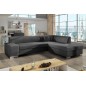 Canapé d'angle convertible en tissu luxe 5 places, coffre, gris foncé, angle droit (vu de face), PORTOFINO
