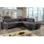 Canapé d'angle convertible en tissu luxe 5 places, coffre, gris foncé, angle droit (vu de face), PORTOFINO