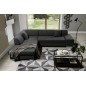 Canapé d'angle convertible en tissu luxe 5 places, coffre - gris foncé, angle gauche (vu de face), PORTOFINO