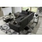 Canapé d'angle convertible en tissu luxe 5 places, coffre - gris foncé, angle gauche (vu de face), PORTOFINO