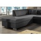Canapé d'angle convertible en tissu luxe 5 places, coffre - gris foncé, angle gauche (vu de face), PORTOFINO
