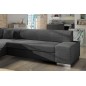 Canapé d'angle convertible en tissu luxe 5 places, coffre - gris foncé, angle gauche (vu de face), PORTOFINO