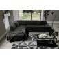 Canapé d'angle convertible en tissu luxe 5 places, coffre - noir, angle gauche (vu de face), PORTOFINO