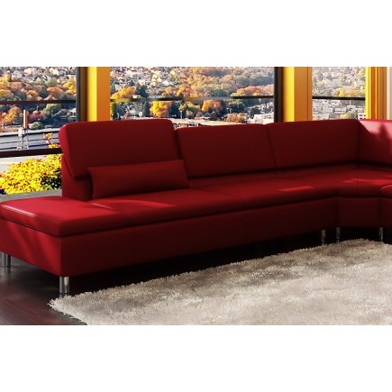 Canapé d'angle en cuir italien 6/7 places PLENITUDE, rouge
