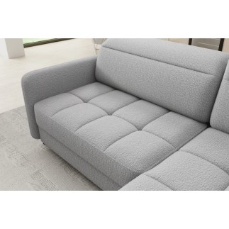 Canapé d'angle convertible en tissu bouclette gris luxe 3 places BARTOLI