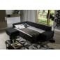 Canapé d'angle convertible en tissu luxe 5 places, coffre - noir, angle gauche (vu de face), PORTOFINO