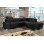 Canapé d'angle convertible en tissu luxe 5 places, coffre, noir, angle droit (vu de face), PORTOFINO