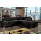 Canapé d'angle convertible en tissu luxe 5 places, coffre, noir, angle droit (vu de face), PORTOFINO