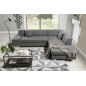 Canapé d'angle convertible en tissu luxe 5 places, coffre, gris clair, angle droit (vu de face), PORTOFINO