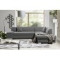 Canapé d'angle convertible en tissu luxe 5 places, coffre, gris clair, angle droit (vu de face), PORTOFINO