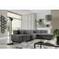 Canapé d'angle convertible en tissu luxe 5 places, coffre, gris clair, angle droit (vu de face), PORTOFINO