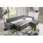 Canapé d'angle convertible en tissu luxe 5 places, coffre, gris clair, angle droit (vu de face), PORTOFINO