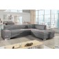 Canapé d'angle convertible en tissu luxe 5 places, coffre, gris clair, angle droit (vu de face), PORTOFINO