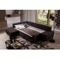 Canapé d'angle convertible en tissu luxe 5 places, coffre - marron foncé, angle gauche (vu de face), PORTOFINO