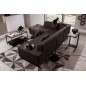 Canapé d'angle convertible en tissu luxe 5 places, coffre - marron foncé, angle gauche (vu de face), PORTOFINO