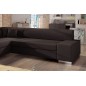 Canapé d'angle convertible en tissu luxe 5 places, coffre - marron foncé, angle gauche (vu de face), PORTOFINO