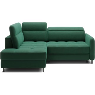 Canapé d'angle convertible en velours vert luxe 3 places BARTOLI