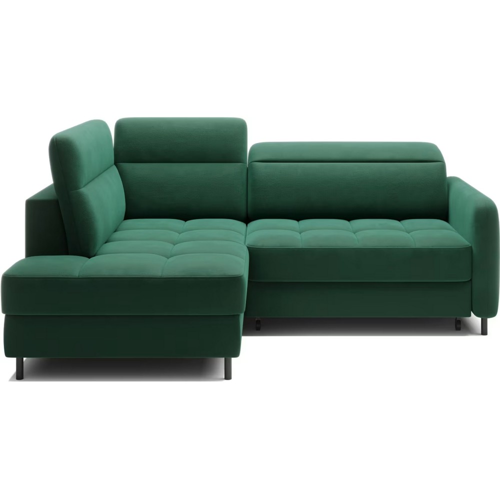 Canapé d'angle convertible en velours vert luxe 3 places BARTOLI, angle gauche (vu de face) Canapé d'angle convertible en velours vert luxe 3 places BARTOLI, angle gauche (vu de face)