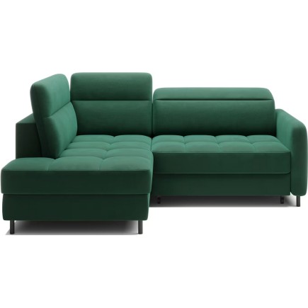 Canapé d'angle convertible en velours vert luxe 3 places BARTOLI