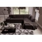 Canapé d'angle convertible en tissu luxe 5 places, coffre, marron foncé, angle droit (vu de face), PORTOFINO