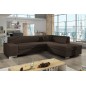 Canapé d'angle convertible en tissu luxe 5 places, coffre, marron foncé, angle droit (vu de face), PORTOFINO