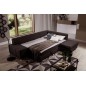 Canapé d'angle convertible en tissu luxe 5 places, coffre, marron foncé, angle droit (vu de face), PORTOFINO