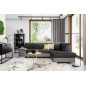 Canapé d'angle convertible en tissu luxe 5 places, avec coffre - gris foncé et gris clair, angle droit (vu de face), VERTU VELOU