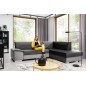 Canapé d'angle convertible en tissu luxe 5 places, avec coffre - gris foncé et gris clair, angle droit (vu de face), VERTU VELOU