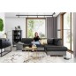 Canapé d'angle convertible en tissu luxe 5 places, avec coffre - gris foncé et gris clair, angle droit (vu de face), VERTU VELOU