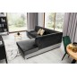 Canapé d'angle convertible en tissu luxe 5 places, avec coffre - gris foncé et gris clair, angle droit (vu de face), VERTU VELOU