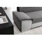Canapé d'angle convertible en tissu luxe 5 places, avec coffre - gris foncé et gris clair, angle droit (vu de face), VERTU VELOU
