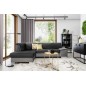 - Canapé d'angle convertible en tissu luxe 5 places, avec coffre, gris foncé et gris clair, angle gauche (vu de face), VERTU VEL